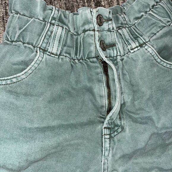 Bridge by Gly Womens Size Small Ultra High Rise Denim Shorts Green Stretch Waist - Picture 2 of 8